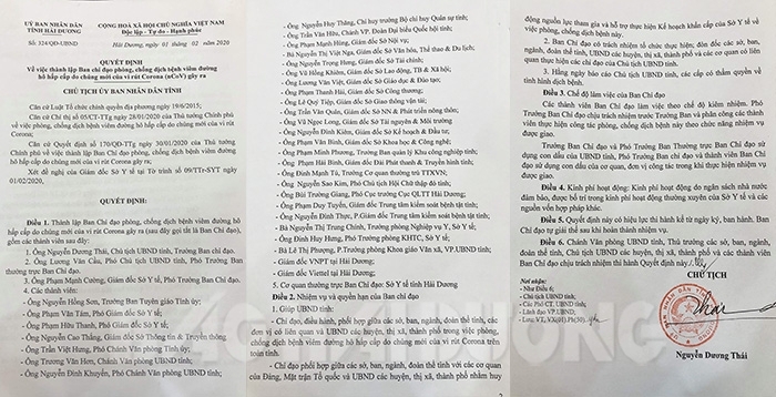 Đồng chí Nguyễn Dương Thái làm Trưởng Ban Chỉ đạo phòng chống dịch bệnh viêm đường hô hấp cấp do nCoV