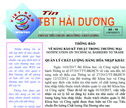 Bản tin TBT Hải Dương số 19/2017 (ngày 15/10/2017)