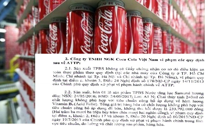 Bộ Y tế công bố các sai phạm của Công ty NGK Coca - Cola Việt Nam