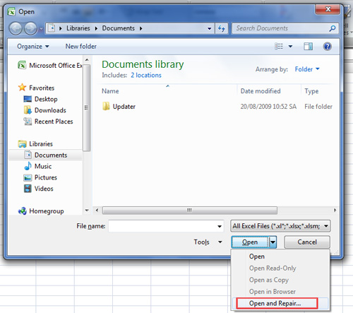 Cách khôi phục tập tin Excel bị lỗi nhanh và đơn giản